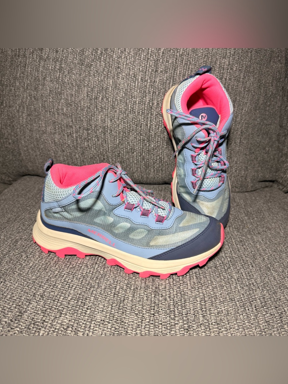 MERRELL big kids Moab Speed Mid waterproof Dusty Blue/Coral sz 5.0 - MK165213